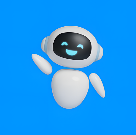 Chatbot com inteligência artificial — robô 3D sorridente representando atendimento automatizado 24/7